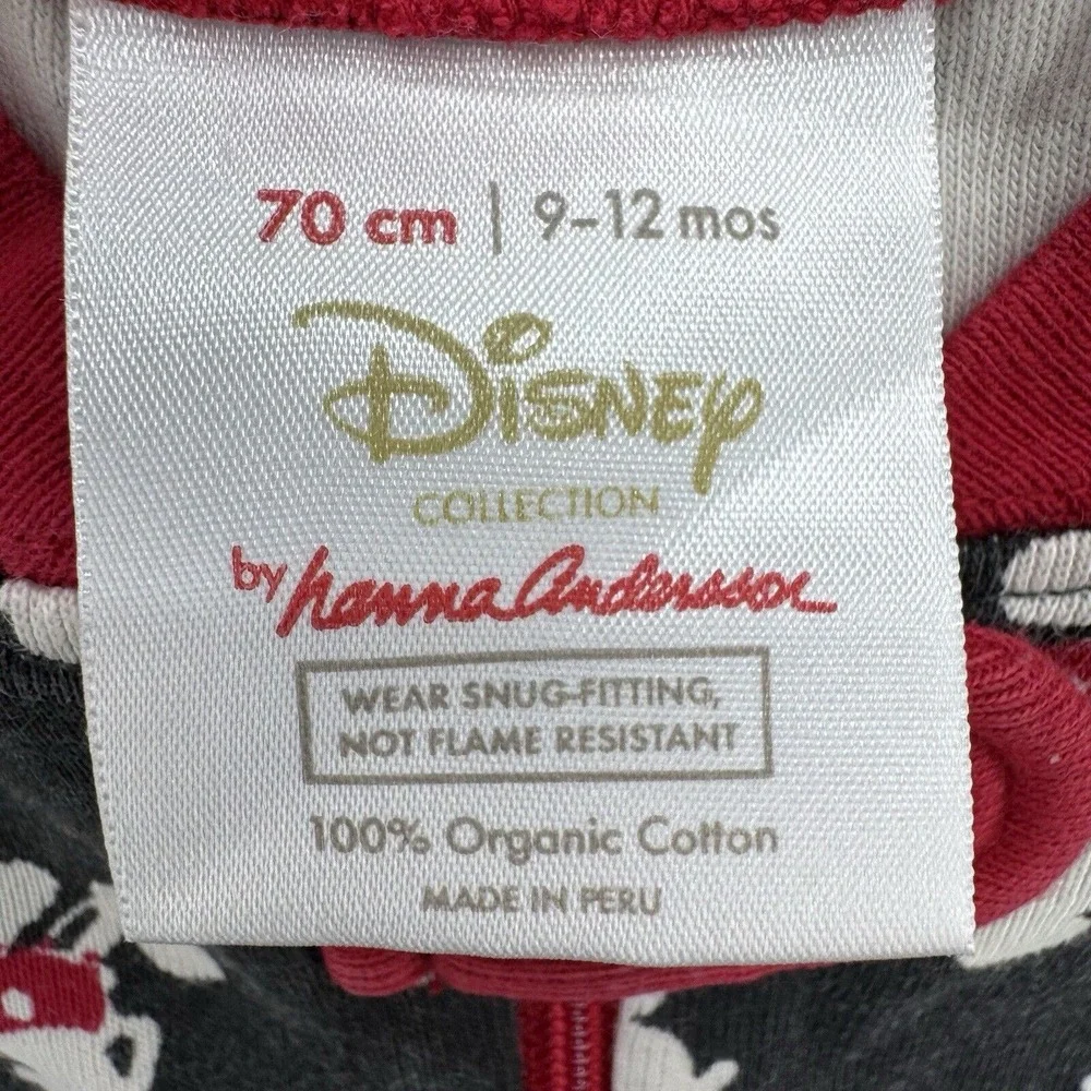 Hanna Andersson X Disney Mickey Baby Sleeper Pajama 9-12M‎ Zip Up Black